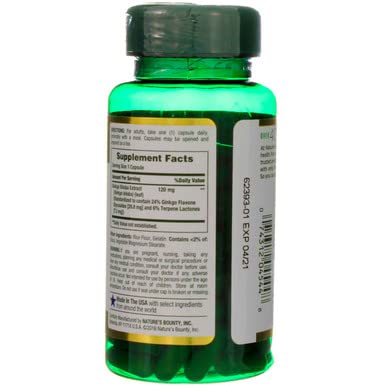 Nature's Bounty Ginkgo Biloba gluten-free seal emphasizes allergy-friendly supplement