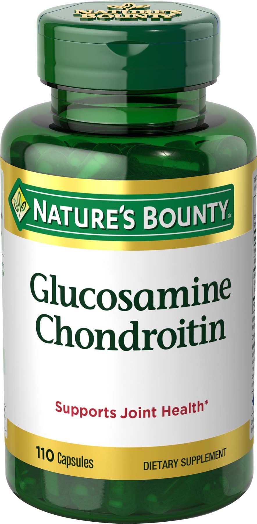 Nature's Bounty glucosamine chondroitin pills bottle demonstrating joint support