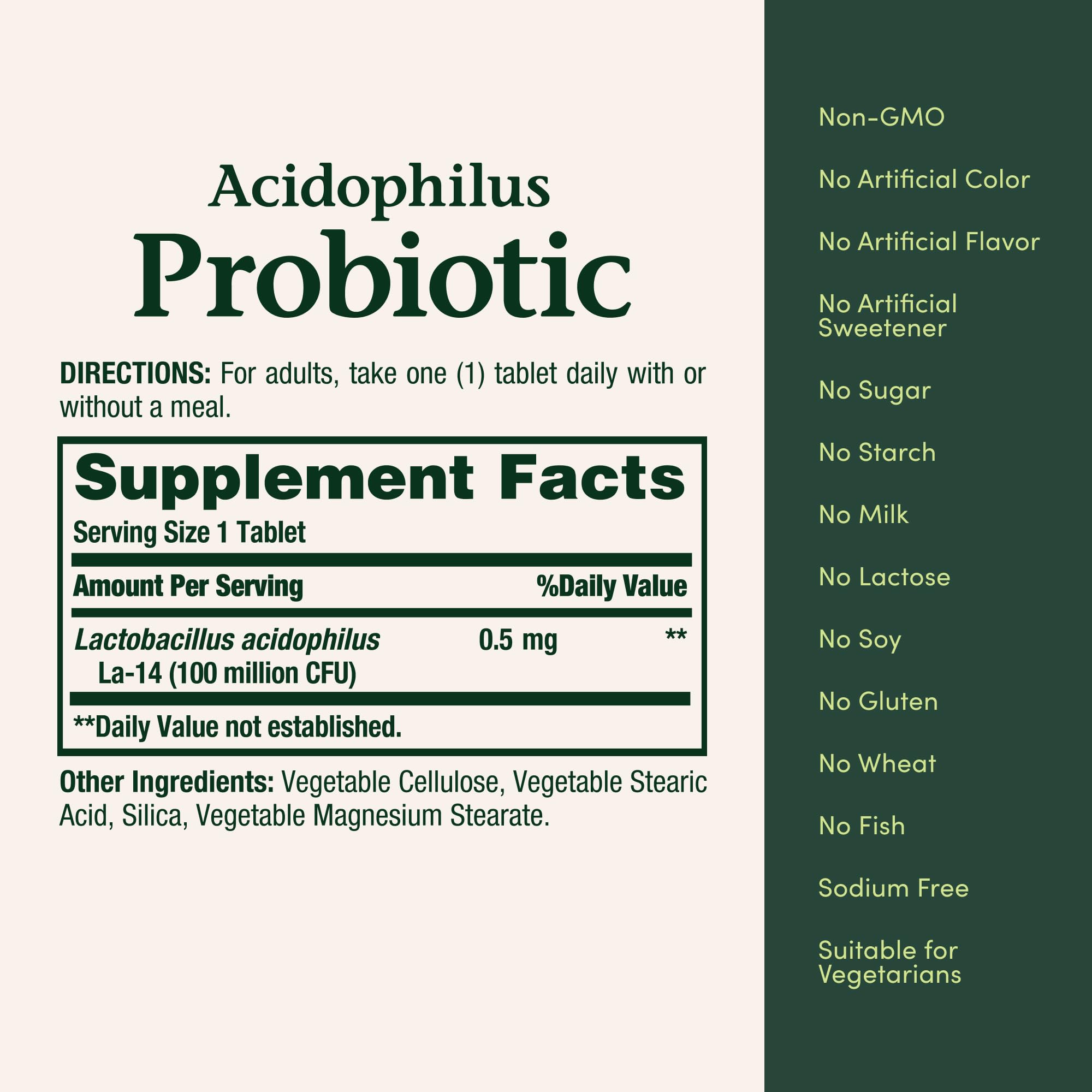Nature's Bounty gluten-free dairy-free probiotic supplement in vegetarian formula