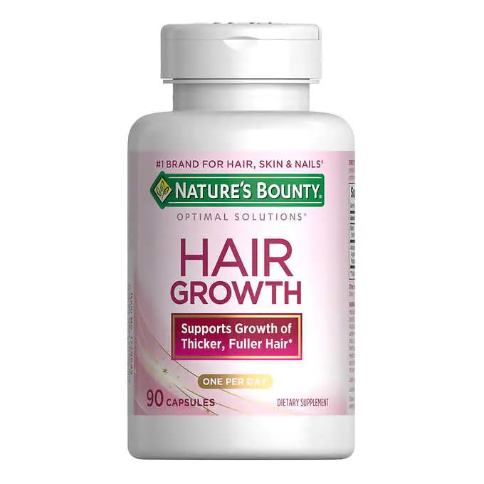 Nature's Bounty Hair Growth lifestyle shot suggests fuller-looking hair.