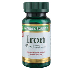 Nature's Bounty Iron 65 mg bottle, front view, supports daily iron routine