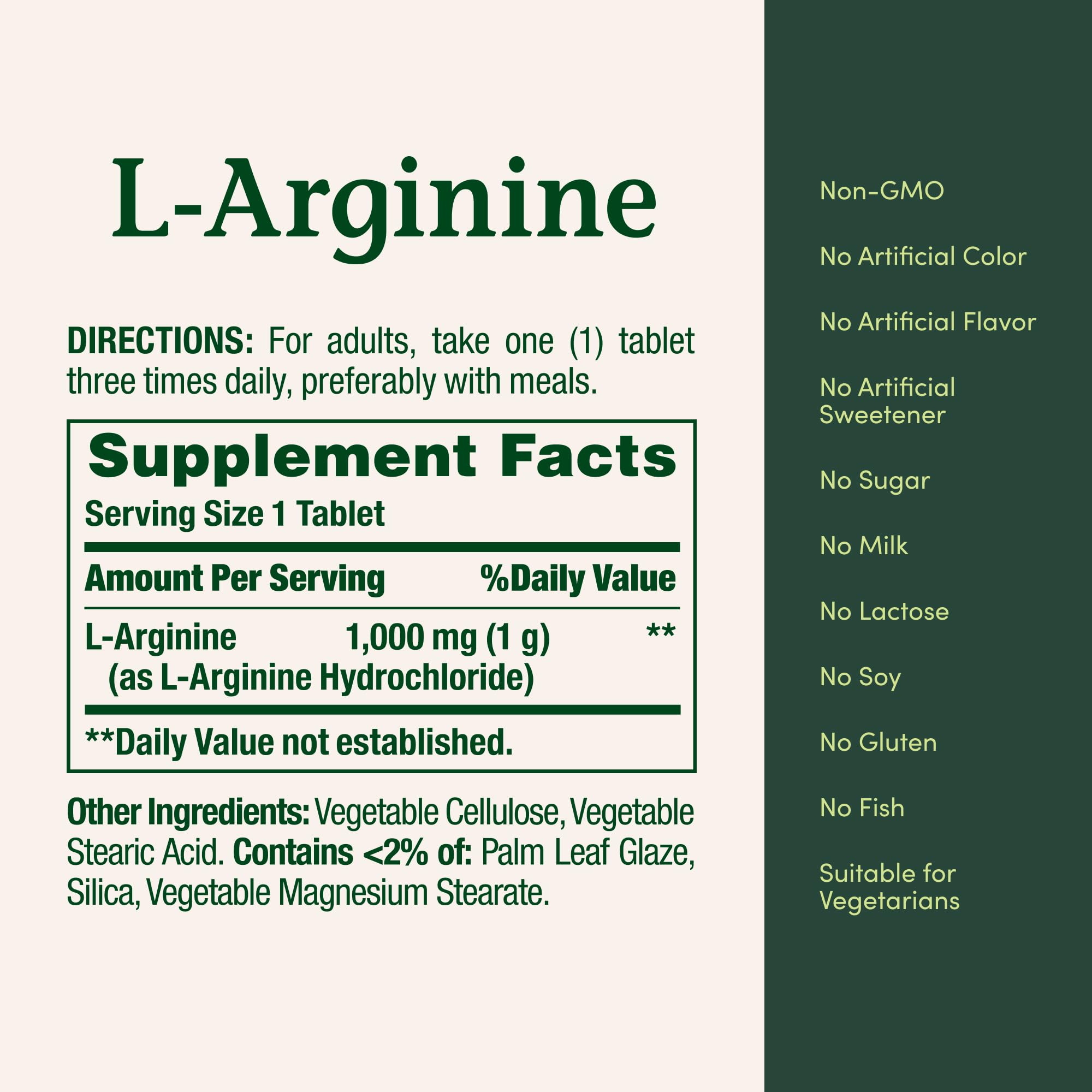 Nature's Bounty L-Arginine tablets daily-use shot for regular supplementation