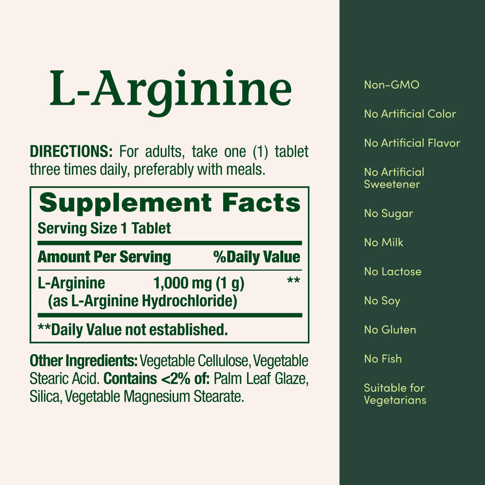 Nature's Bounty L-Arginine tablets daily-use shot for regular supplementation