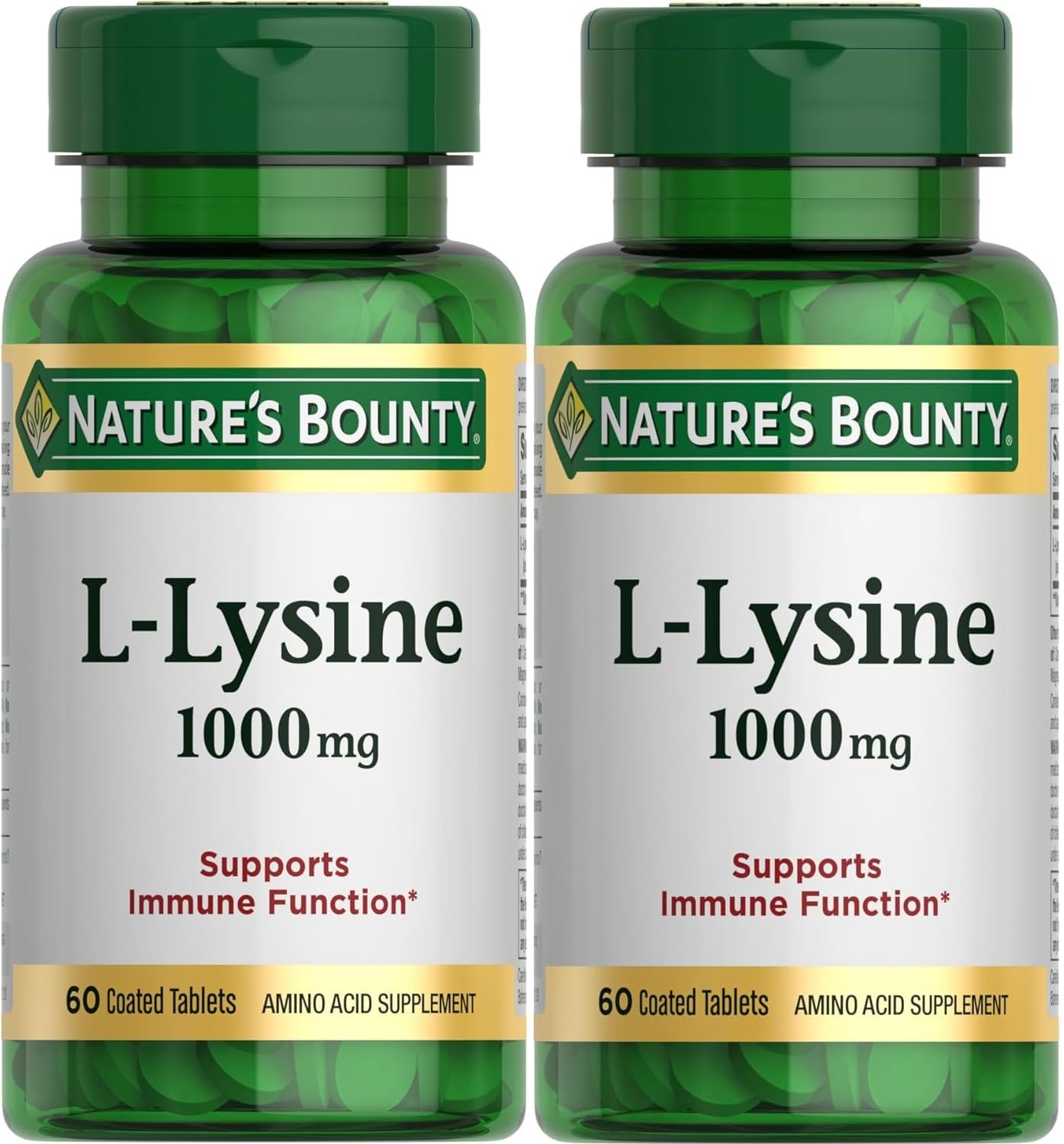 Nature's Bounty lisina 1000 mg, frente del envase, posible apoyo general