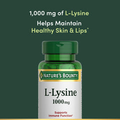 Nature's Bounty Lysine 1000 mg tablets for daily supplementation.