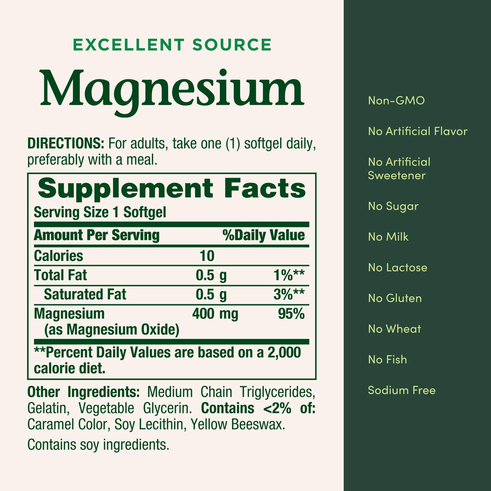 Nature's Bounty Magnesium 400 mg softgel daily use setup