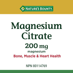 Nature's Bounty Magnesium Citrate bottle close-up emphasizing tablet texture for daily use.