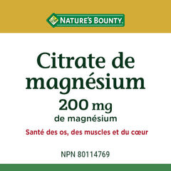 Nature's Bounty Magnesium Citrate tablets inside bottle ready for regular routines.