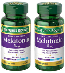 Nature's Bounty Melatonin dual-spectrum bottle shown for sleep support