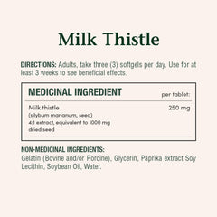 Nature's Bounty Milk Thistle bottle pour illustrating easy daily intake