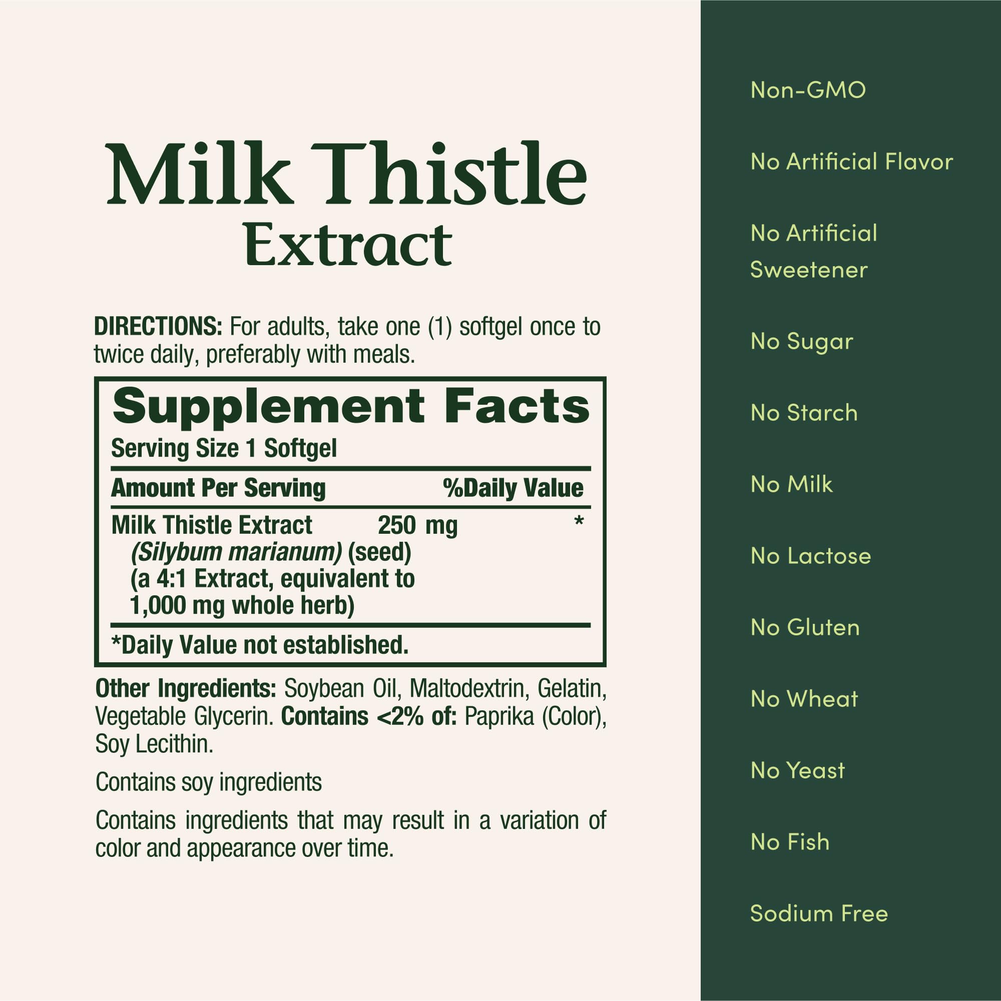Nature's Bounty Milk Thistle packaging shows updated design and ingredients