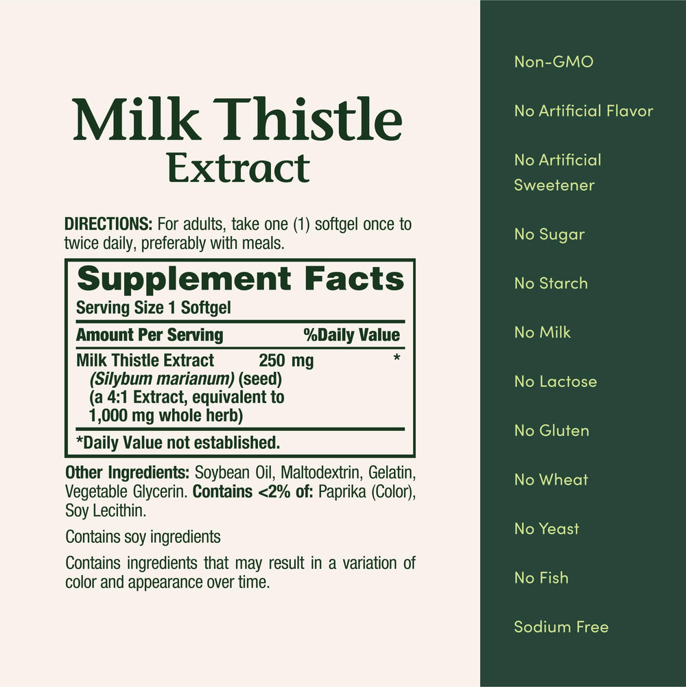 Nature's Bounty Milk Thistle packaging shows updated design and ingredients