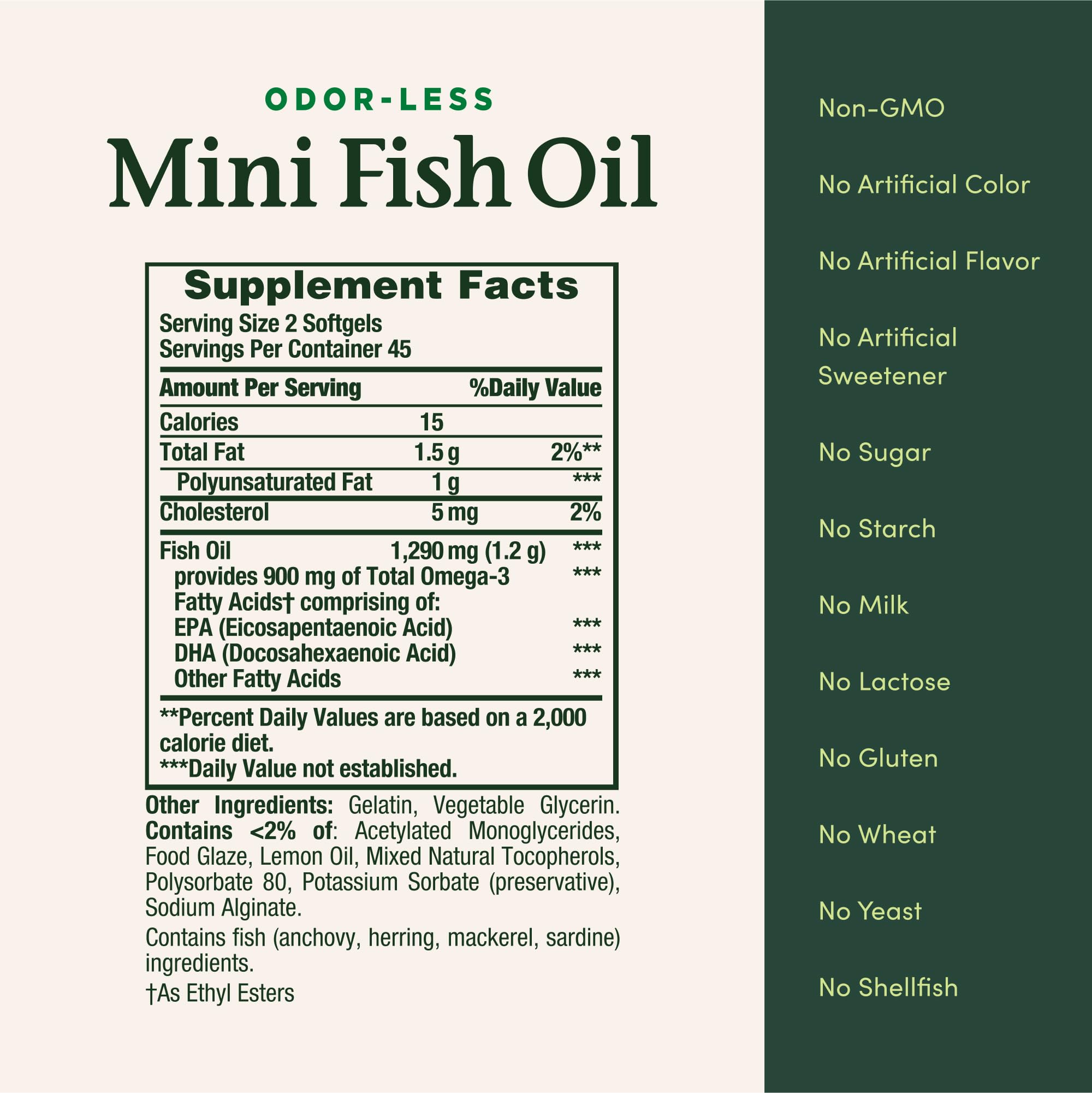 Nature's Bounty Mini Fish Oil Softgels gluten-free option for sensitive diets.