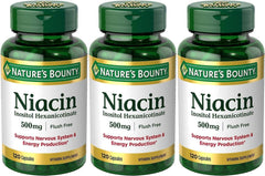 Nature's Bounty Niacin Flush Free 500 mg bottle front for daily metabolic support.