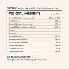 Nature's Bounty Omega-3-6-9 softgel closeup highlights easy swallowing.