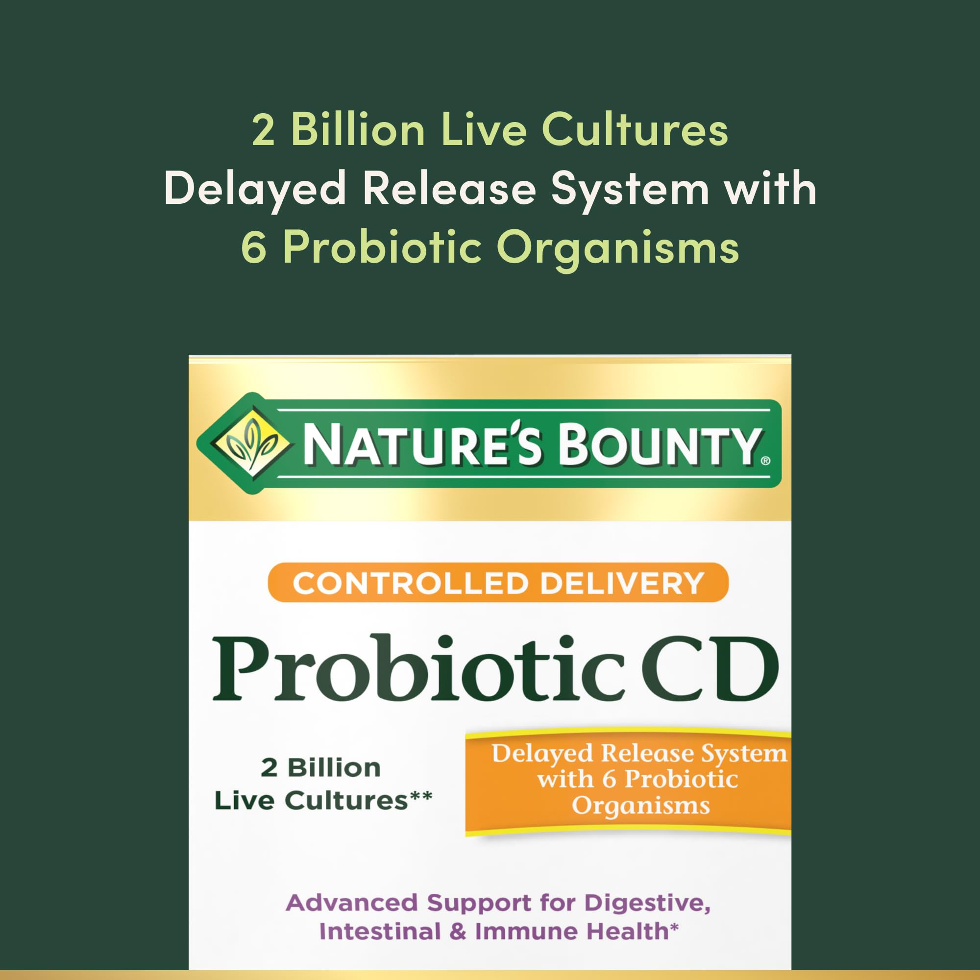 Nature's Bounty probiotic capsules ready for daily wellness routine.
