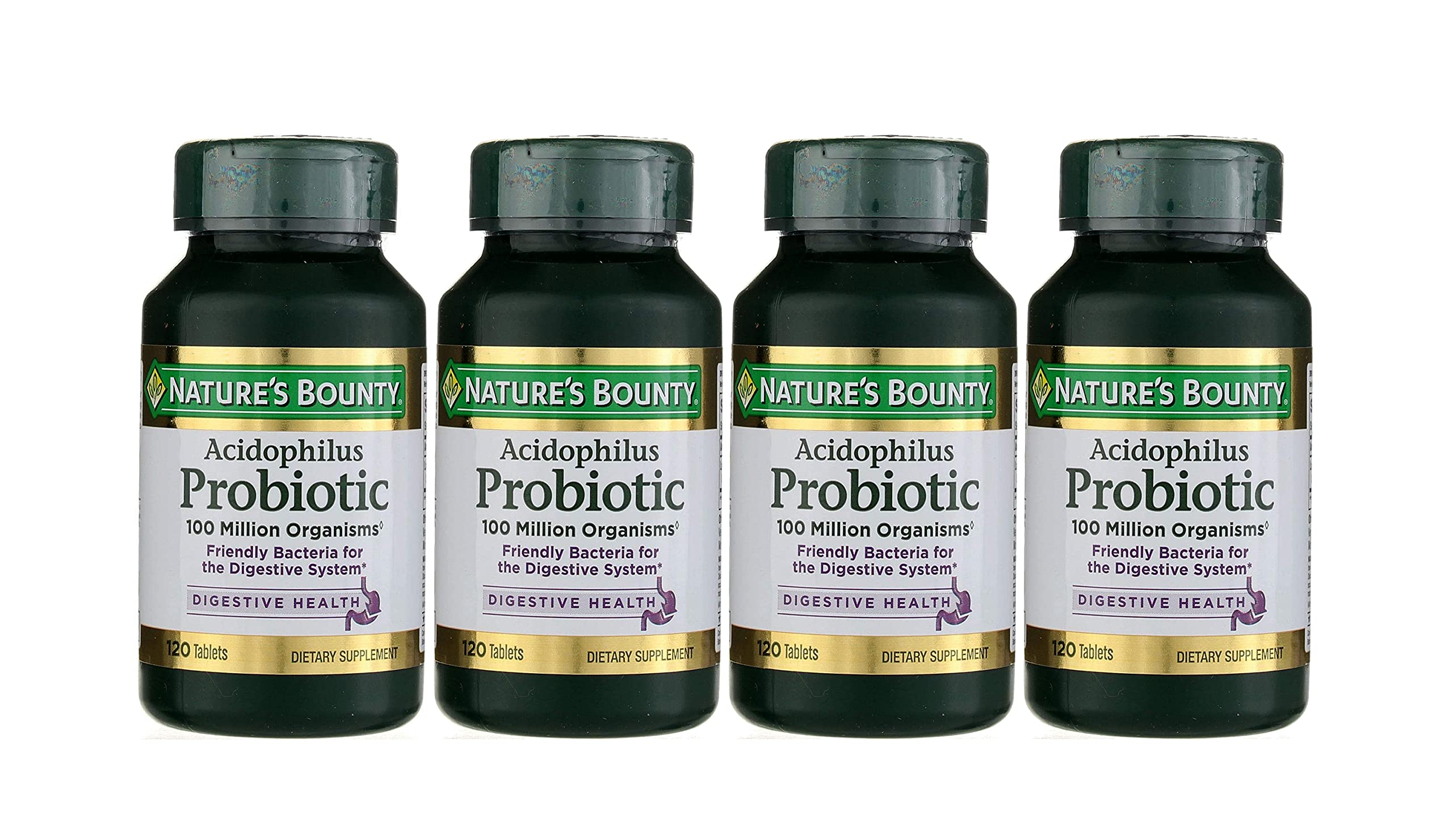 Nature's Bounty Probiotic bottle with acidophilus supports daily digestive balance.