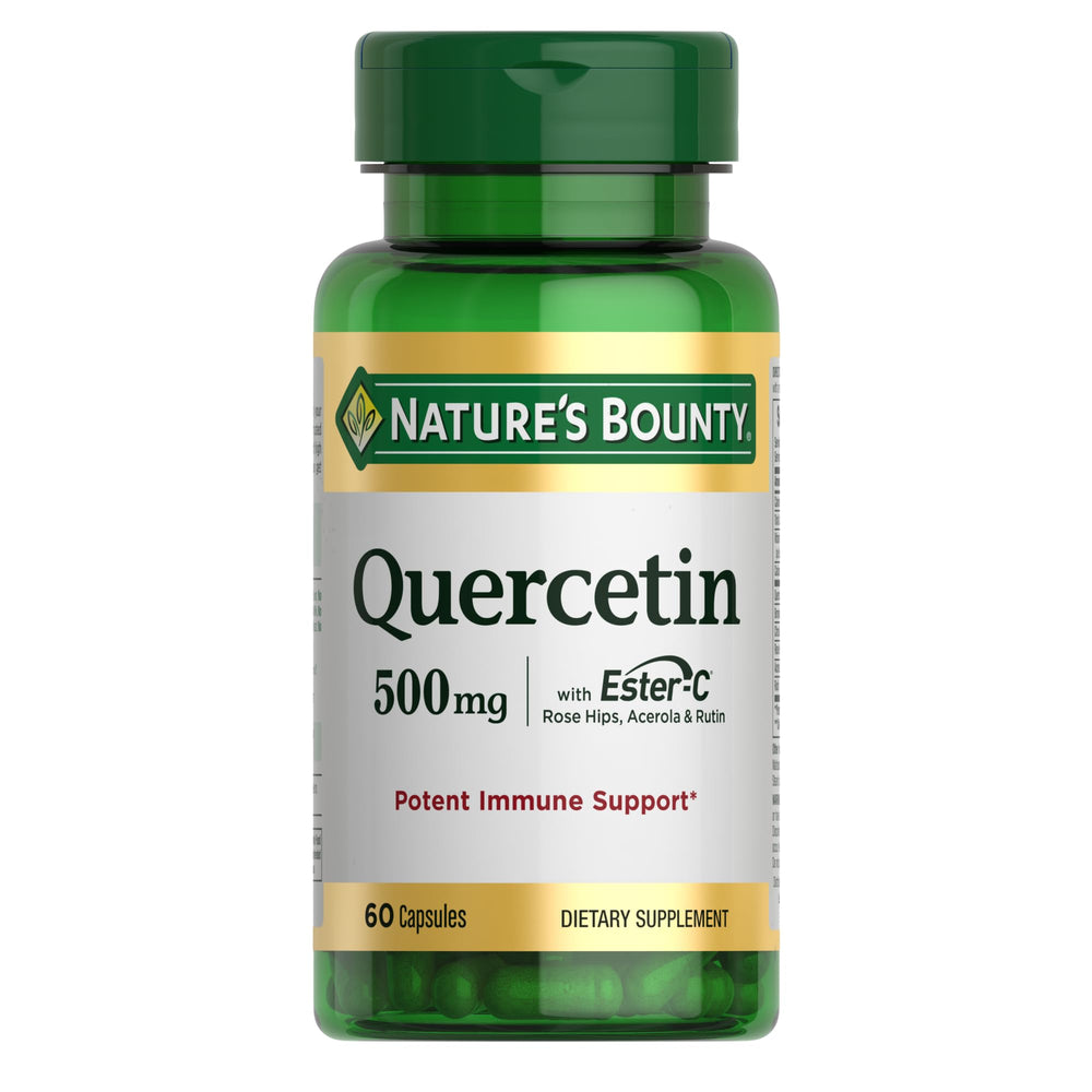 Nature's Bounty Quercetin bottle front view highlighting immune support formulation