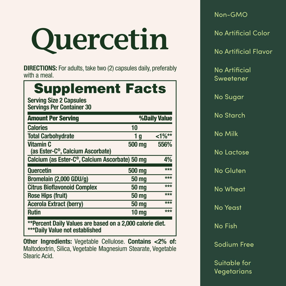 Nature's Bounty Quercetin bottle pour scene showing convenient daily use