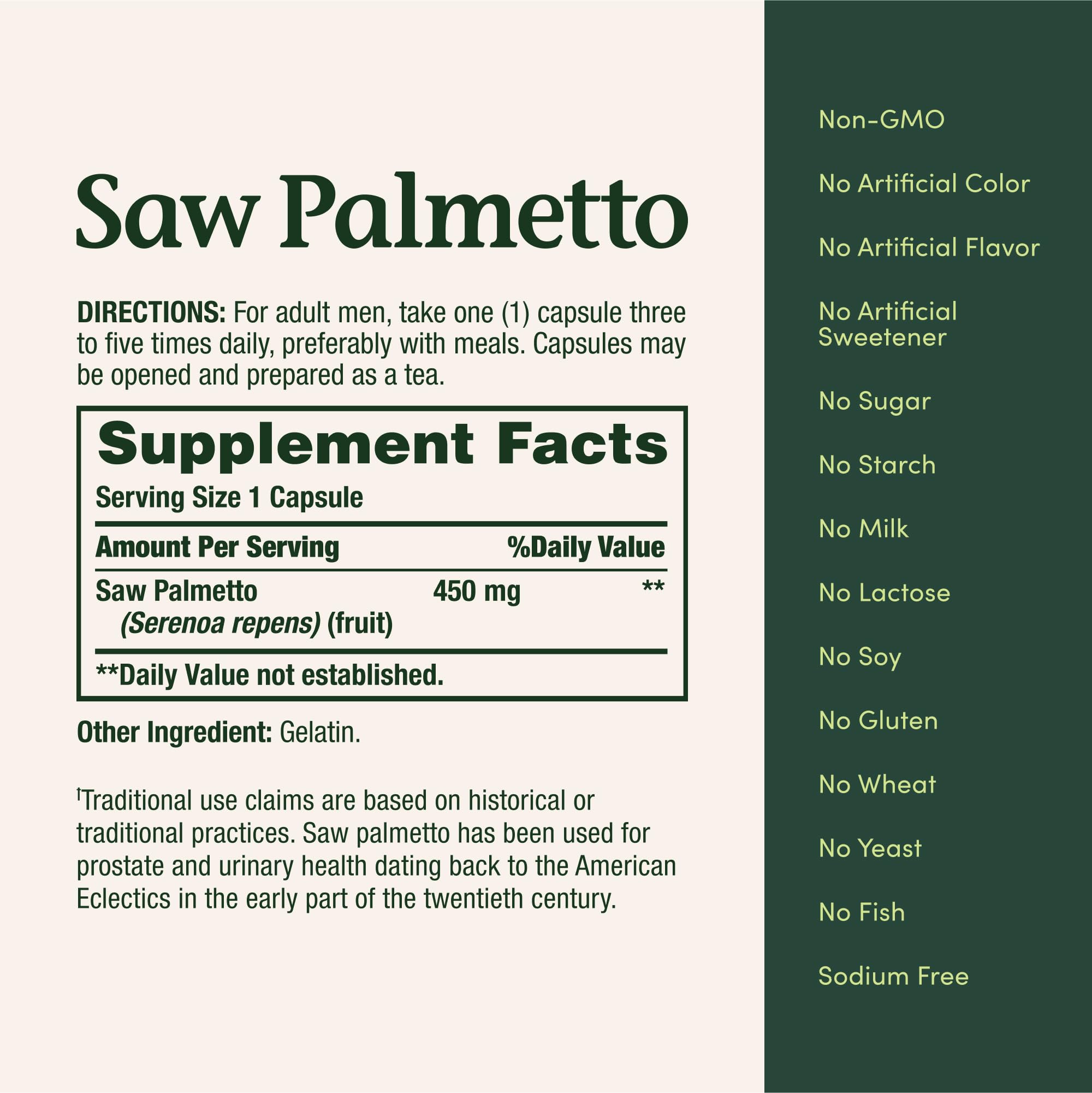 Nature's Bounty Saw Palmetto berry origin highlighting natural herbal source