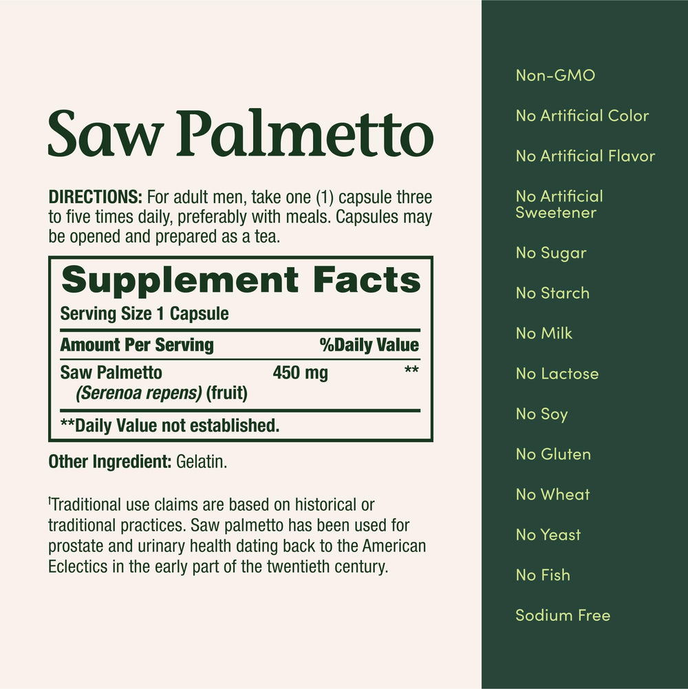 Nature's Bounty Saw Palmetto berry origin highlighting natural herbal source