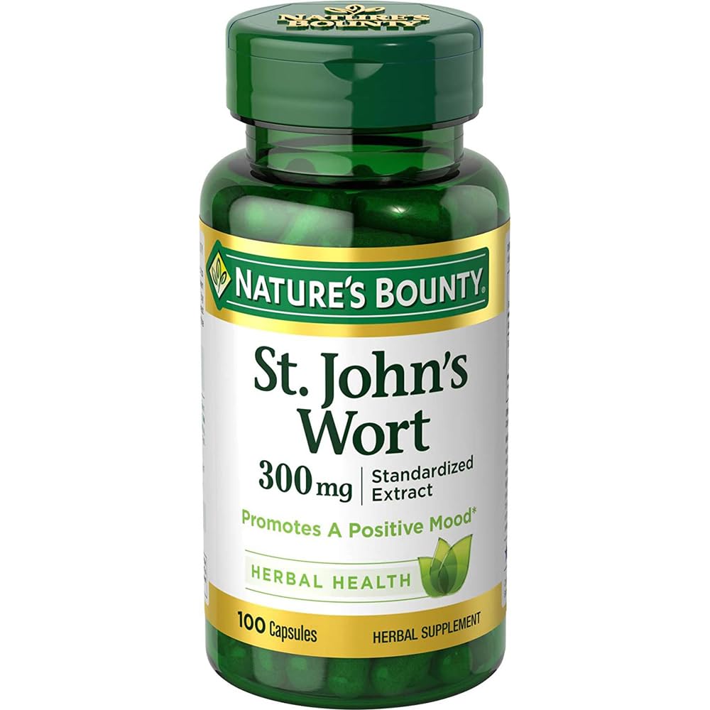 Nature's Bounty St. John's Wort 300mg bottle for mood support and calm focus