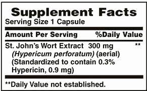 Close-up of Nature's Bounty St. John's Wort bottle label for easy daily use.