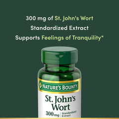 Nature's Bounty St. John's Wort label shows pure, high-quality extract.