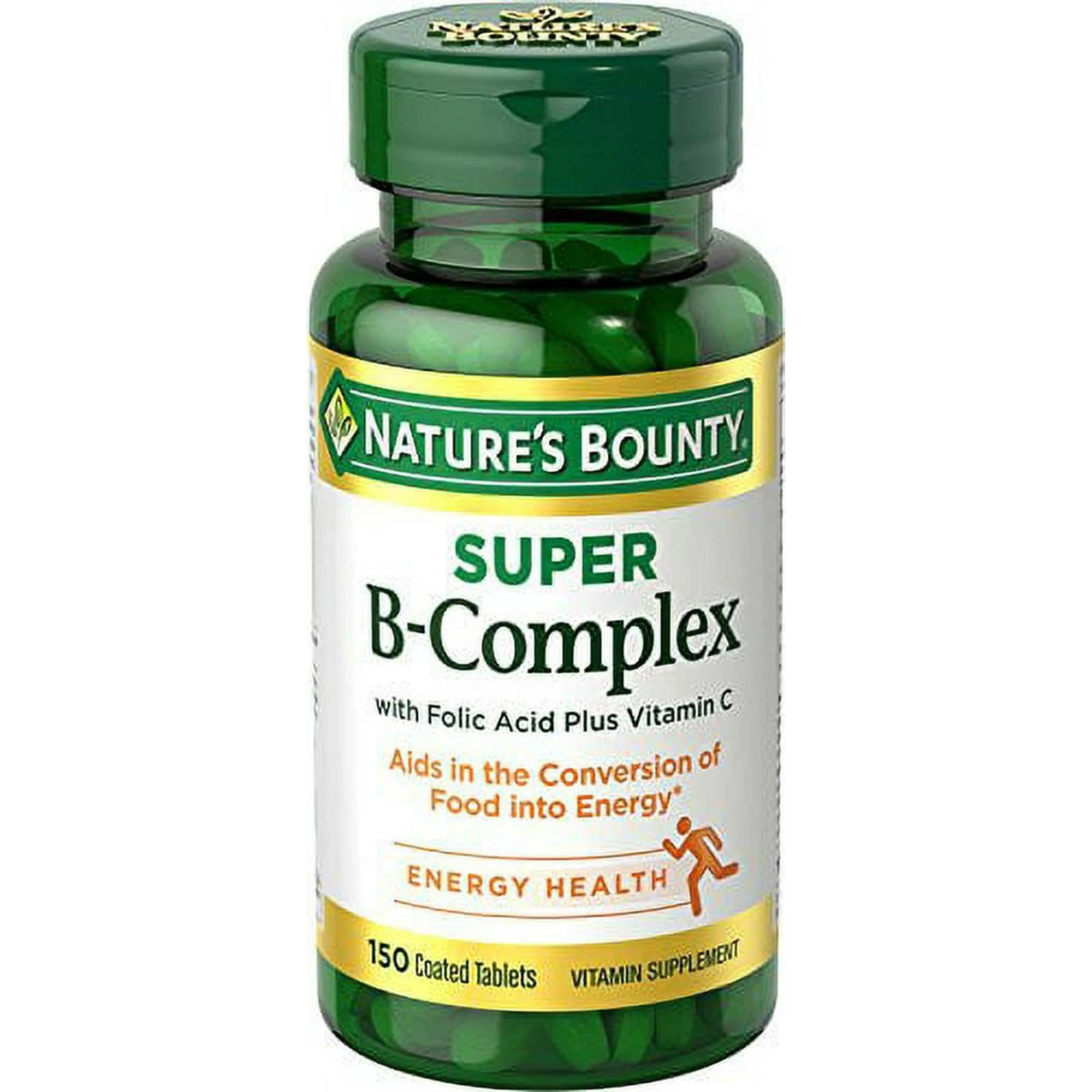 Nature's Bounty Super B-Complex bottle back detailing ingredients for daily use