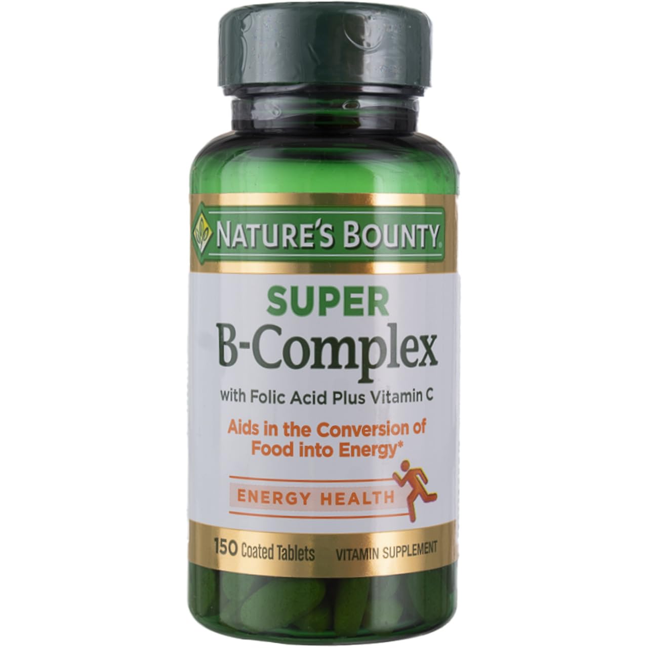 Nature's Bounty Super B-Complex bottle with tablets supporting daily energy.