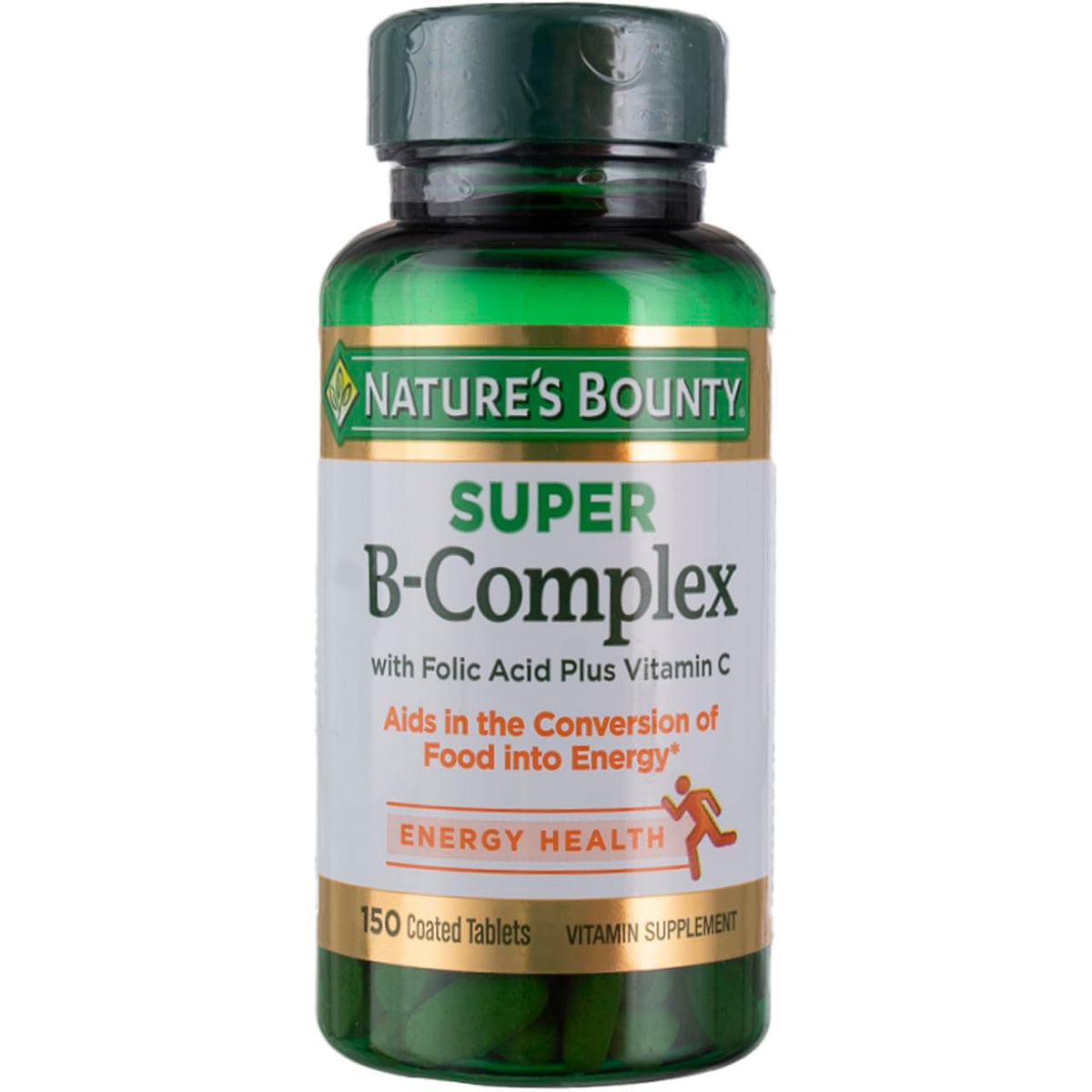 Nature's Bounty Super B-Complex bottle with tablets supporting daily energy.