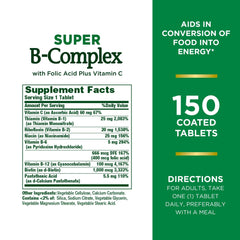 Nature's Bounty Super B-Complex label close-up with folic acid information