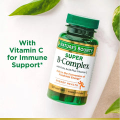 Nature's Bounty Super B-Complex tablets close-up showing daily energy support