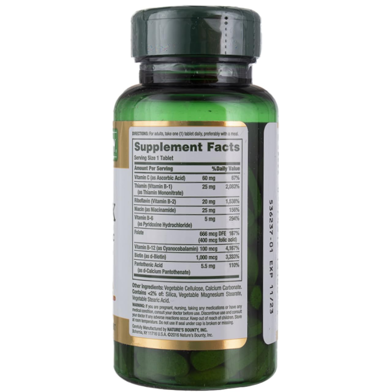 Nature's Bounty Super B-Complex tablets showcasing immune and energy support.