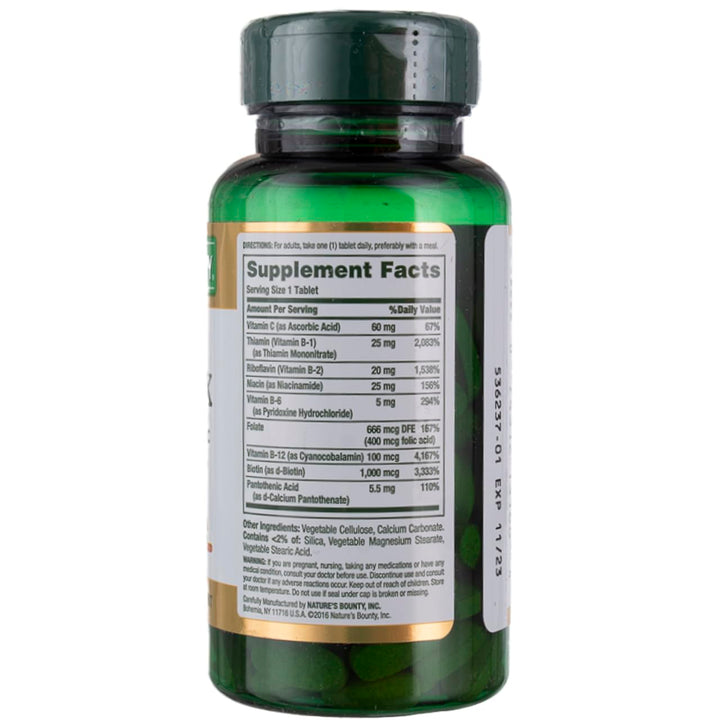Nature's Bounty Super B-Complex tablets showcasing immune and energy support.