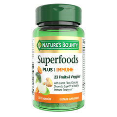 Nature's Bounty Superfoods Plus Immune bottle front view supports daily immune health.