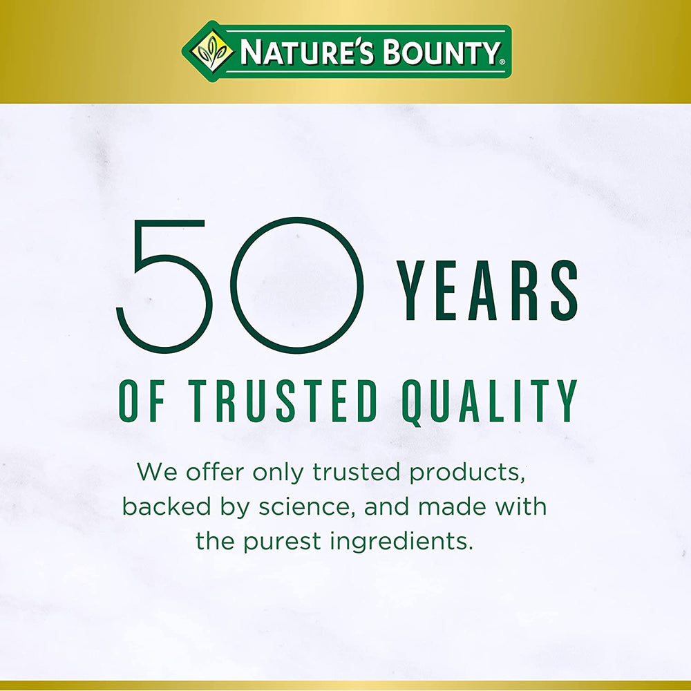 Benefits infographic for Nature's Bounty Probiotic 10 highlighting digestive and immune possibilities.