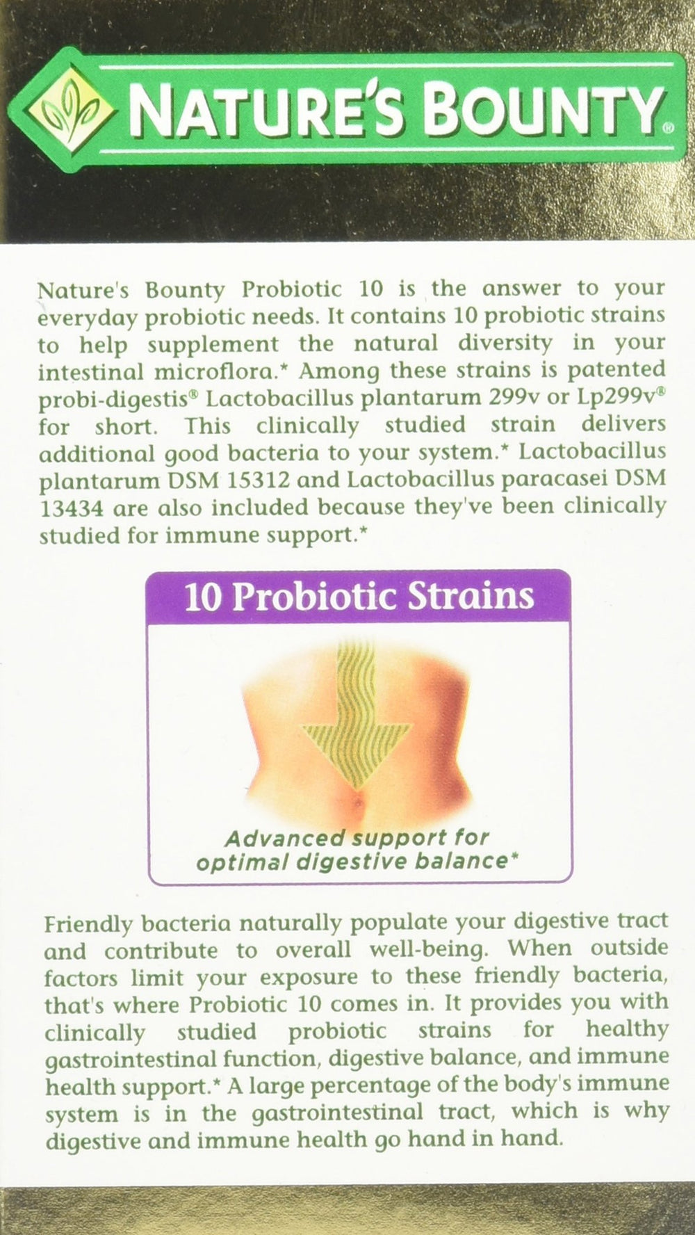 Nature's Bounty Probiotic 10 capsules for daily gut wellness