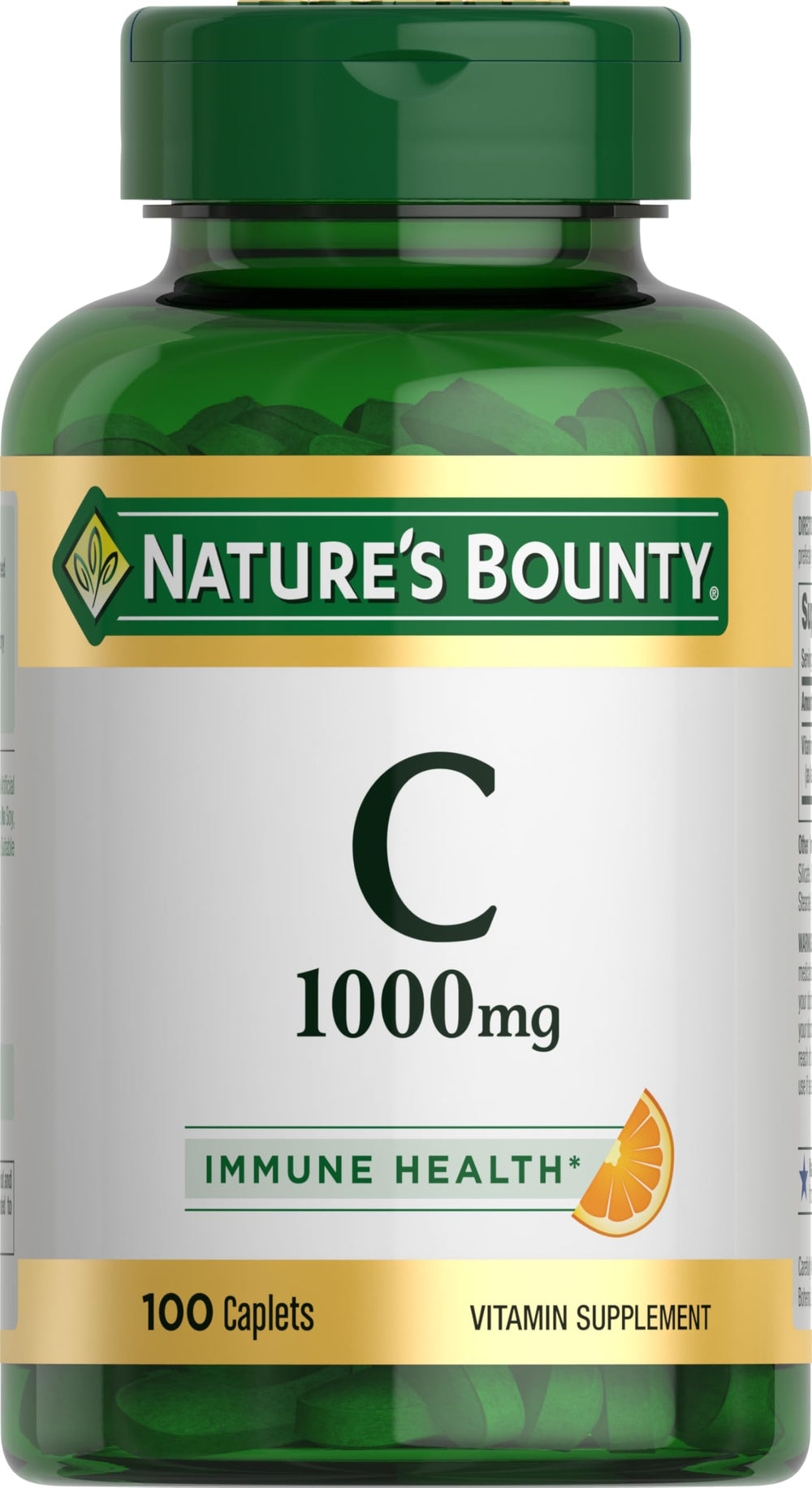 Nature's Bounty Vitamin C 1000mg caplets front view for daily immune support