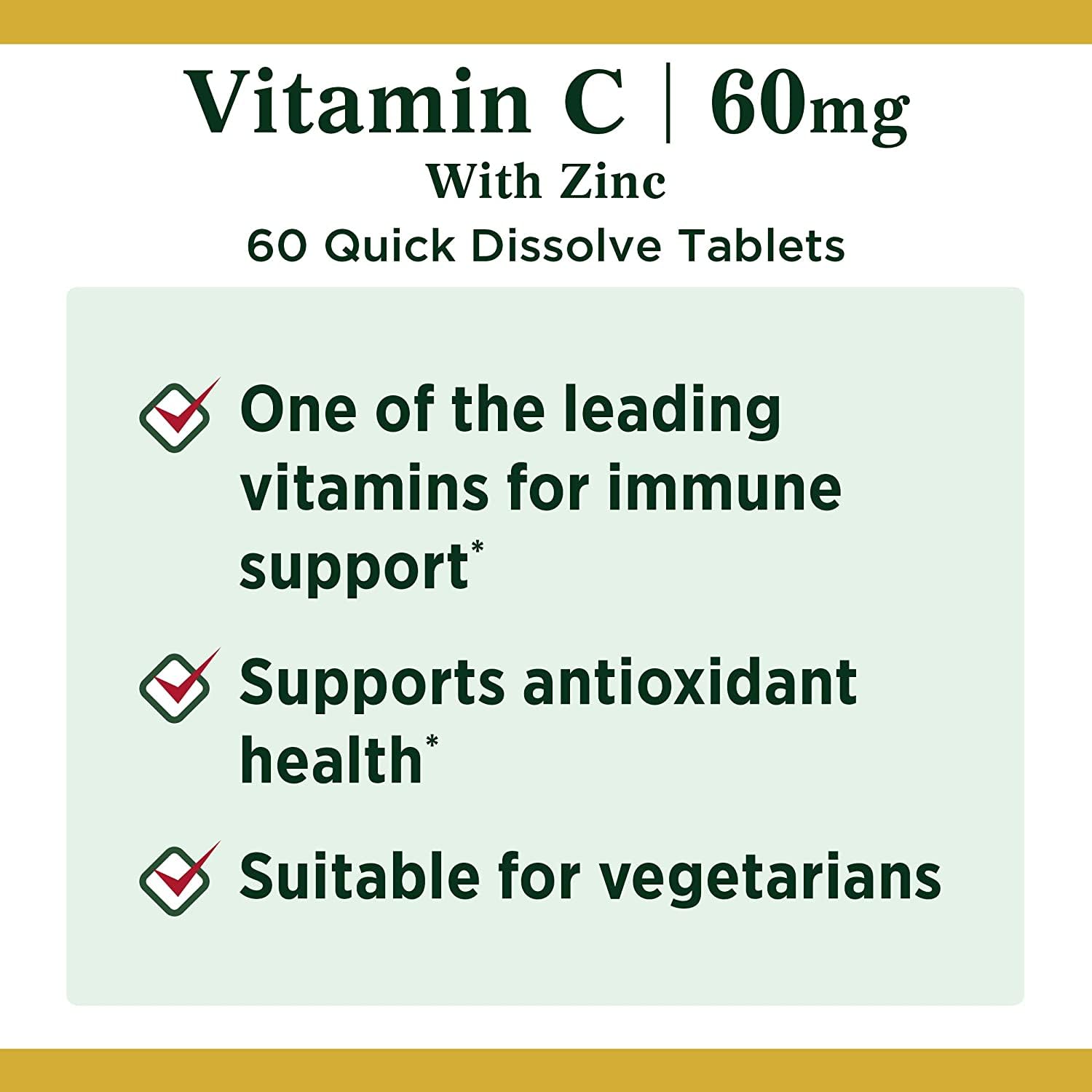 Nature's Bounty Vitamin C + Zinc label highlighting non-GMO and gluten-free.