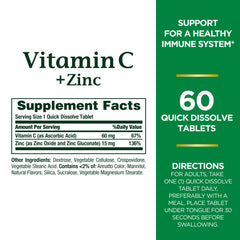 Nature's Bounty Vitamin C + Zinc tablets for daily use.