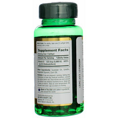 Nature's Bounty Vitamin D-5000 IU softgels dosage side panel