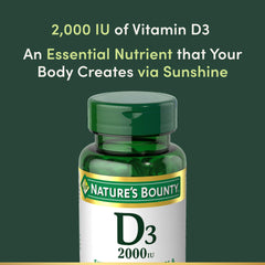 Close-up of Nature's Bounty Vitamin D3 2000IU softgel quality.