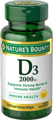 Softgels poured from Nature's Bounty bottle for daily immune support.
