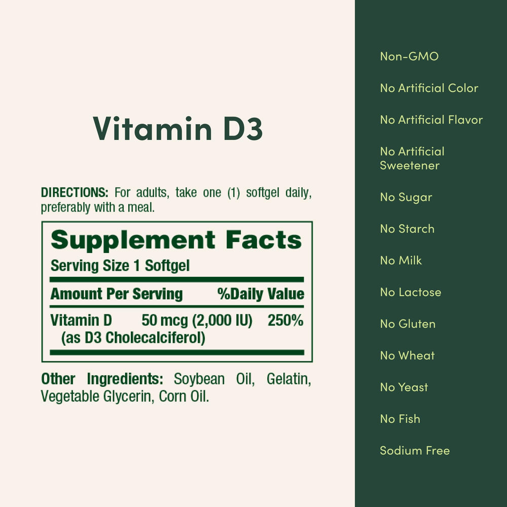 Nature's Bounty Vitamin D3 bottle multi-pack demonstrates convenient daily supplementation.