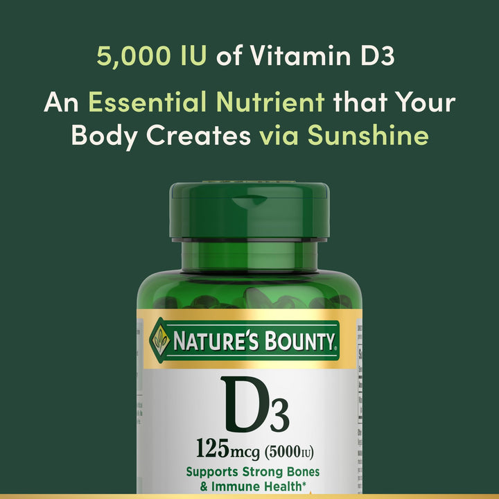 Vitamin D3 bottle on a kitchen counter suggests a simple daily routine.
