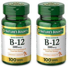 Nature's Bounty Vitamina B12 500 mcg, envase pack2, apoyo a la energía diaria