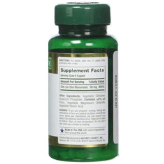 Nature's Bounty Zinc 50 mg caplets capsules-outside image suggests a convenient daily mineral supplement.