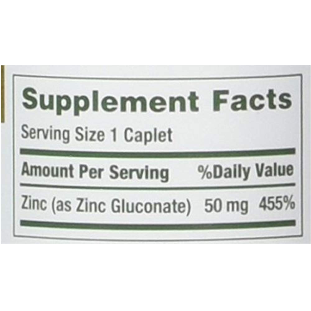 Nature's Bounty Zinc 50 mg caplets pack6-box displays six-bottle bundle for ongoing use.