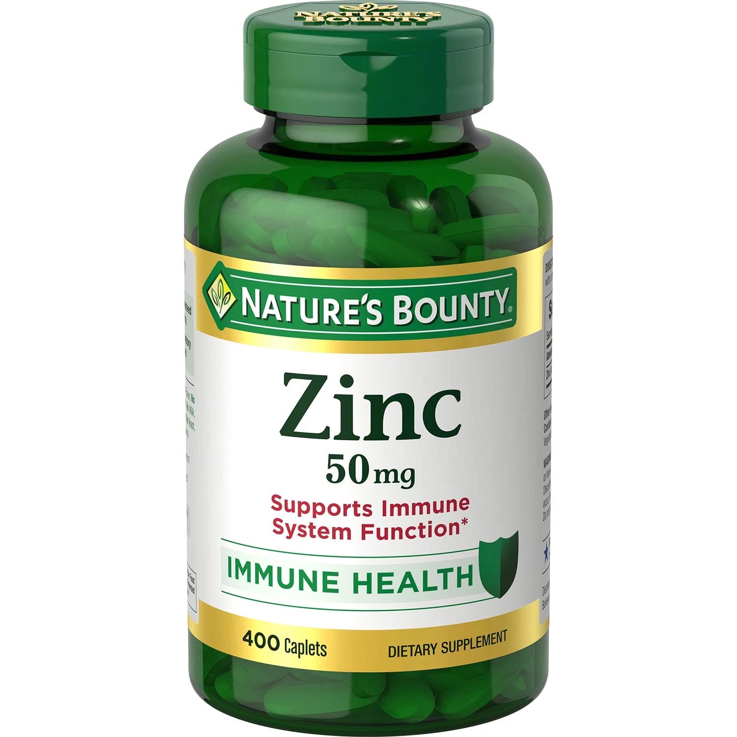 Nature's Bounty Zinc 50 mg bottle, a daily supplement for general wellness.
